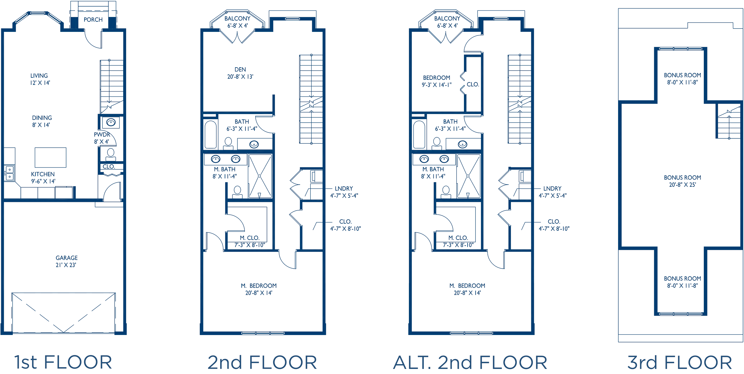 Park Place Townhomes Floor Plans - 2.5 Story